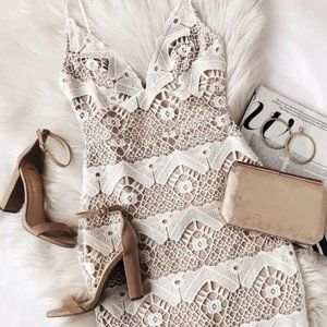 Lulu’s Sway Away White Crochet Lace Dress